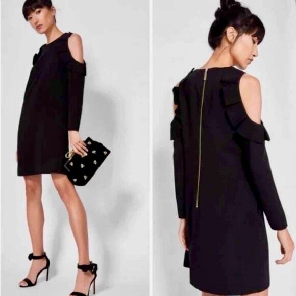 Ted Baker Dresses & Skirts - Ted Baker Siiara Black Cut Out Ruffled Mini Dress - Ted Size 3 / US 8‎ NWOT